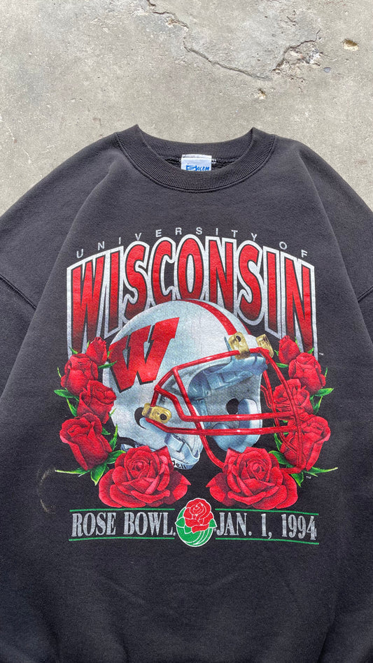 1990S WISCONSIN ROSEBOWL BLACK CREW - XL