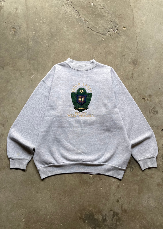 1990S CEDAR LAKES WEST VIRGINIA GREY CREW - L
