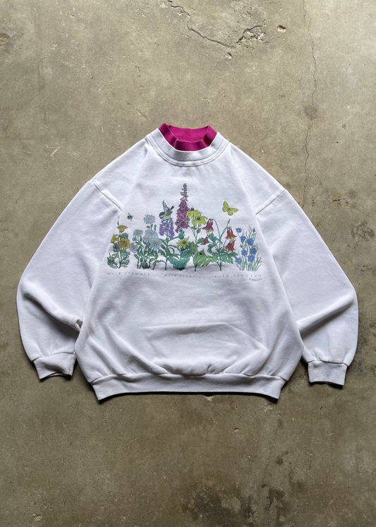 1990S GRANDMA FLOWERS SWEATSHIRT - M