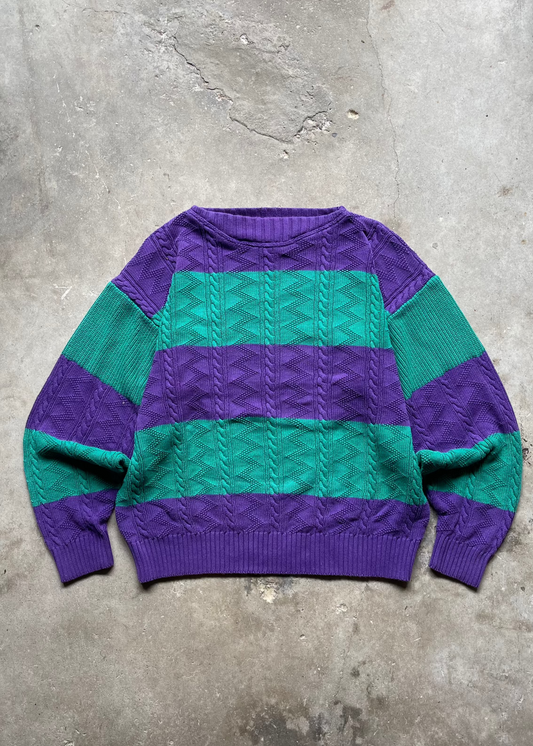 1990S BANANA REPUBLIC STRIPED KNIT SWEATER - XL