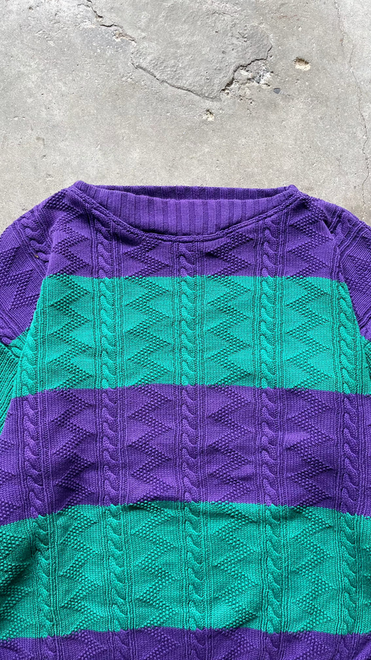 1990S BANANA REPUBLIC STRIPED KNIT SWEATER - XL