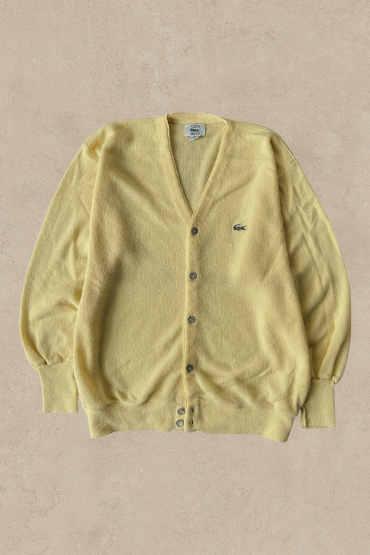 1990S - YELLOW IZOD LACOSTE CARDIGAN - XL