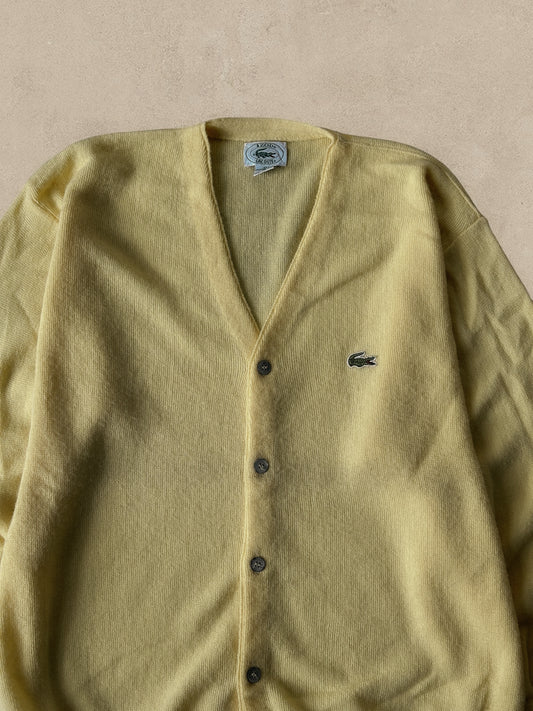 1990S - YELLOW IZOD LACOSTE CARDIGAN - XL