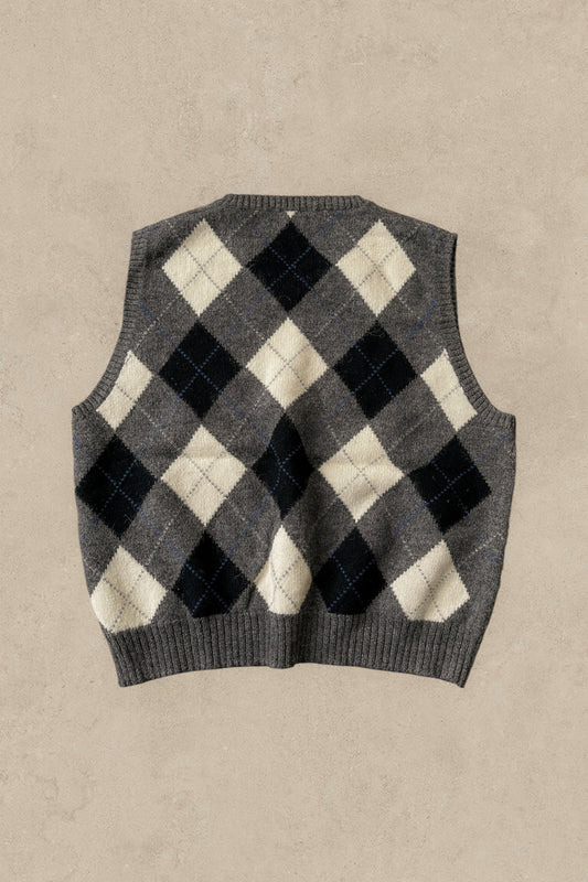 1990S - WHITE/BLACK POLO GOLF VEST - L