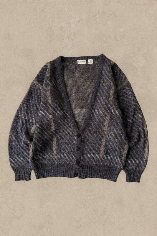 1990S - PURPLE/BROWN CARDIGAN SWEATER - M