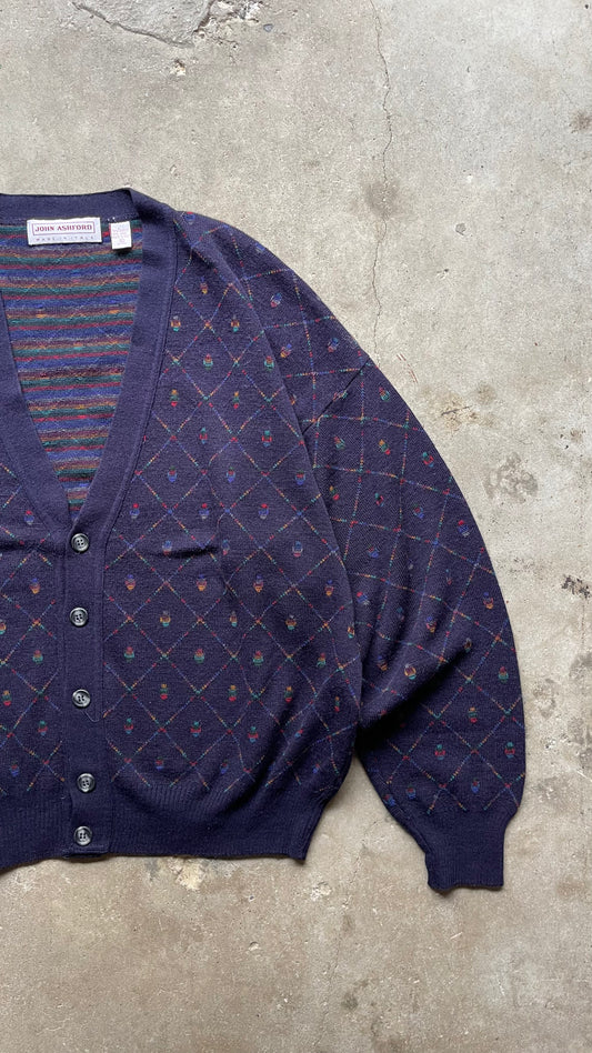 1990S JOHN ASHFORD CARDIGAN SWEATER - XL