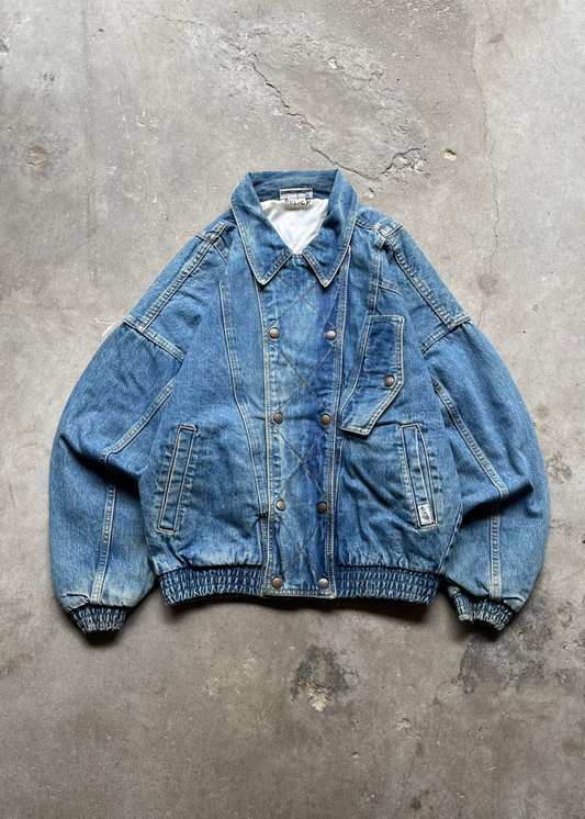 1990S GUESS DENIM LIGHT WASHED JACKET - L