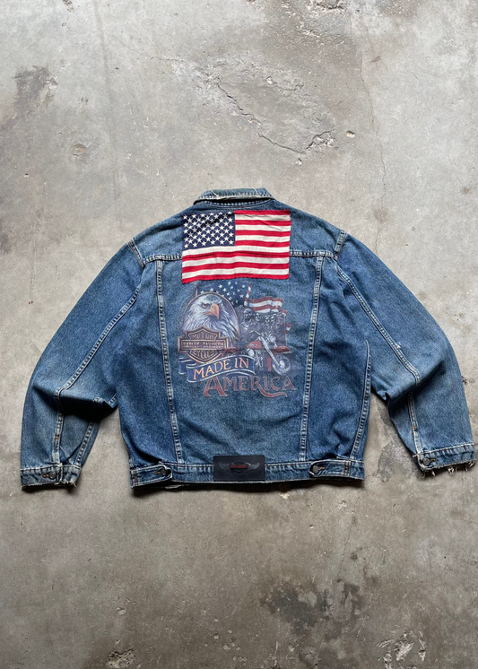 1990S HARLEY DAVIDSON DENIM JACKET - XL
