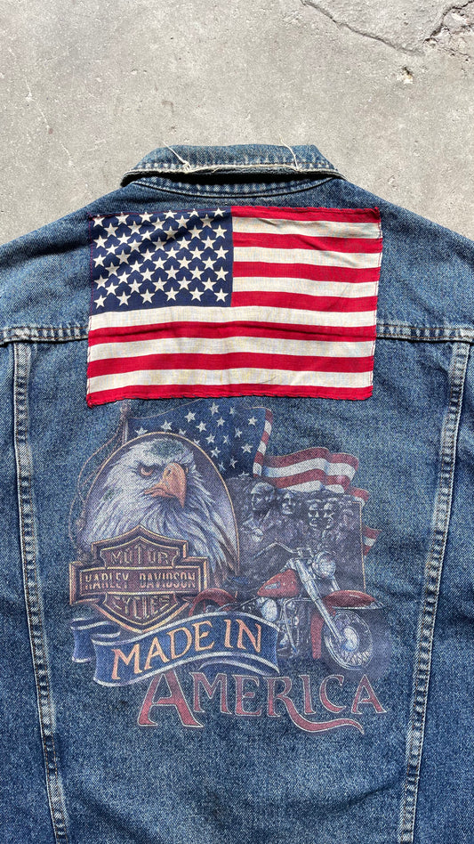 1990S HARLEY DAVIDSON DENIM JACKET - XL