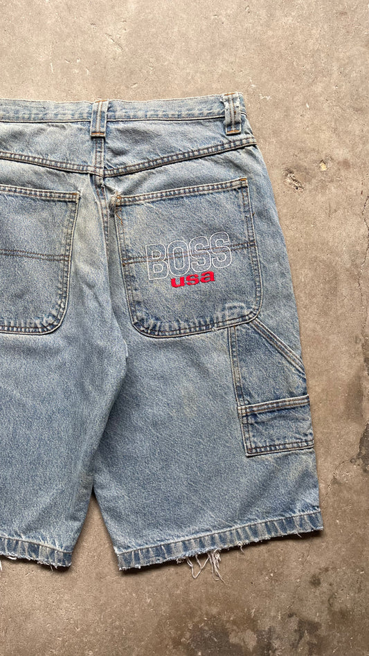 1990S BOSS USA CARPENTER DENIM SHORTS - 34X16