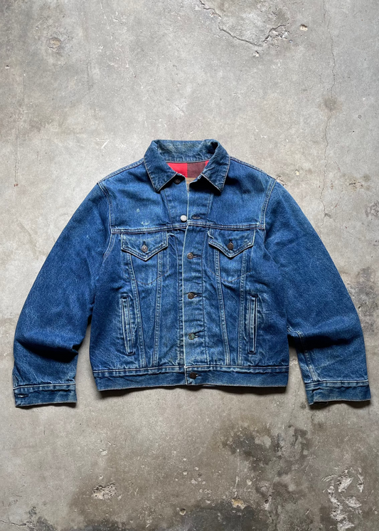 1990S TRUCKER LINED DENIM JACKET - L