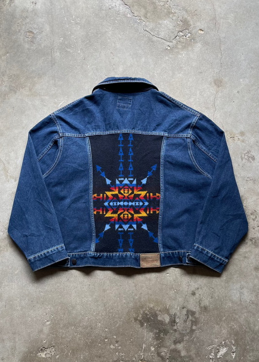 2000S PENDELTON COWBOY AZTEC DENIM JACKET - XL