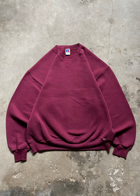 1990S RUSSELL ATHLETICS BURGUNDY CREW - XL
