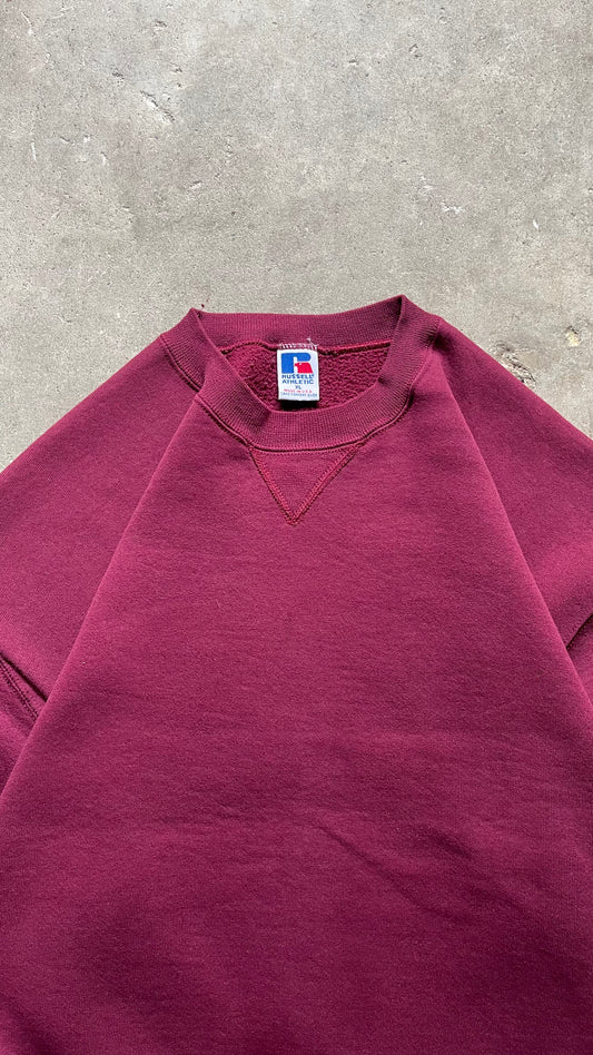 1990S RUSSELL ATHLETICS BURGUNDY CREW - XL