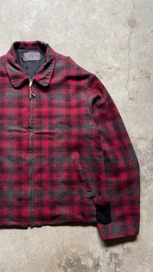 1980S PLAID ZIP UP LIGHT JACKET - XL