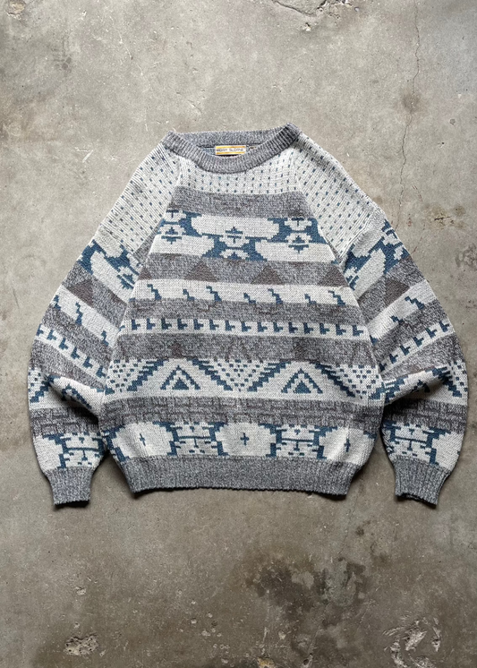 1990S PATTERENED SWEATER - L