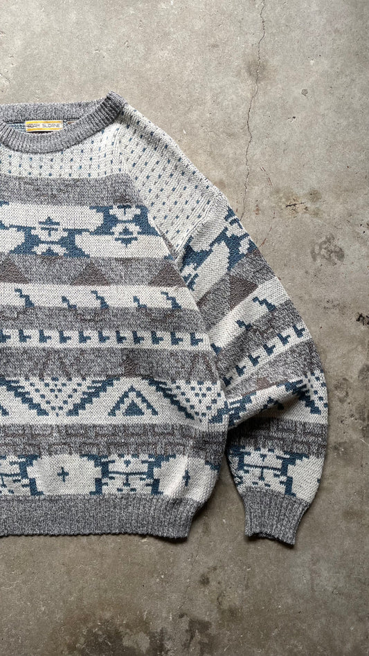 1990S PATTERENED SWEATER - L