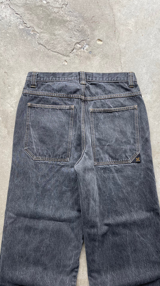 2000s Y2K FADED BLACK BAGGY DENIM JEANS - 32X33