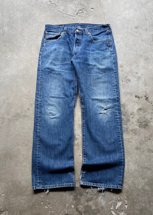 2000S LEVIS 501 FADED DENIM JEANS - 34X30