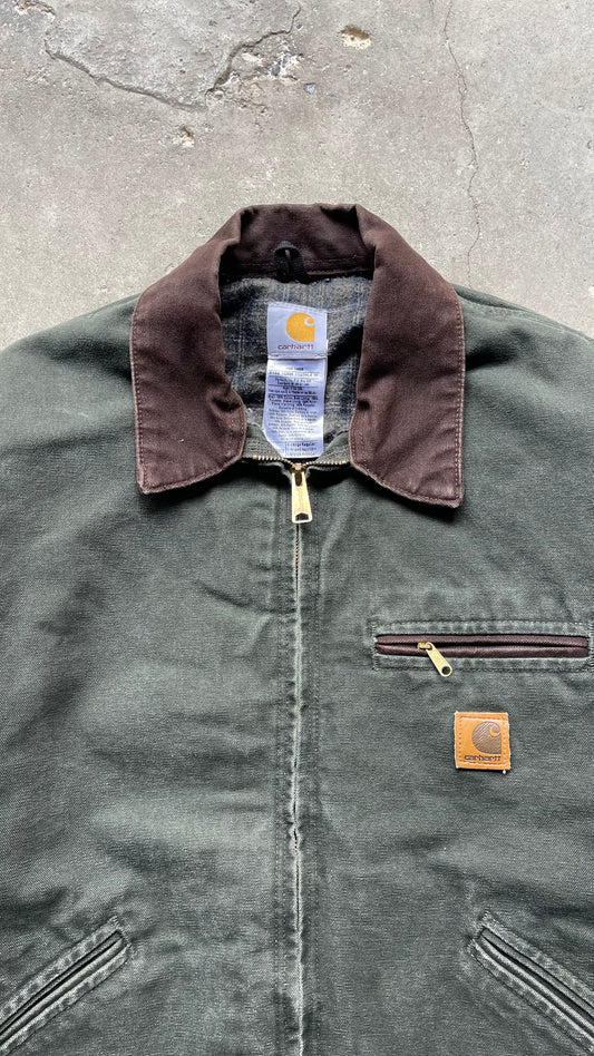 1990S DETROIT CARHARTT JACKET OLIVE - XL