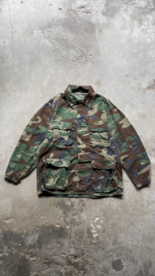 1990S MILITARY CHORE CAMO JACKET - L