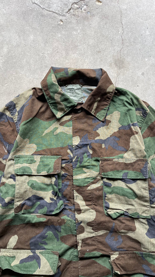1990S MILITARY CHORE CAMO JACKET - L