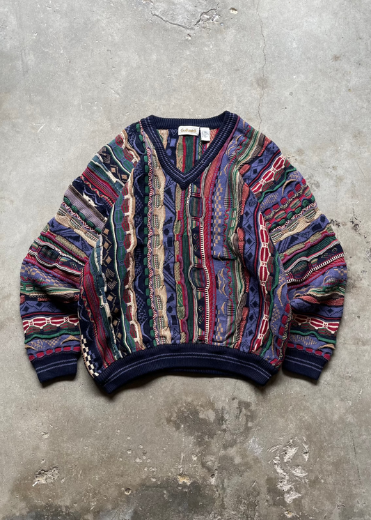 1990S 3D PATTERNED KNIT SWEATER - XXL