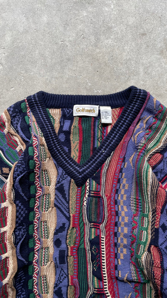 1990S 3D PATTERNED KNIT SWEATER - XXL