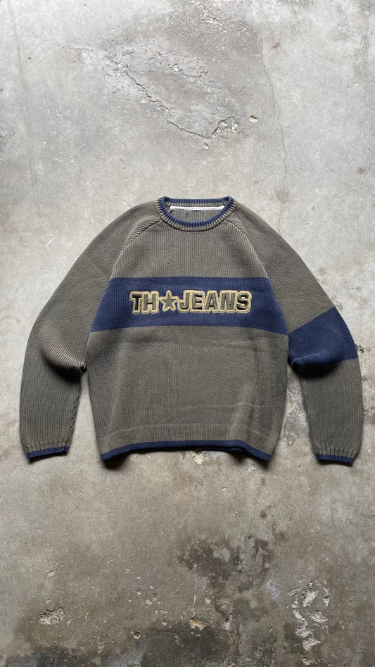 2000S TOMMY HILFIGER SWEATER OLIVE/NAVY - M