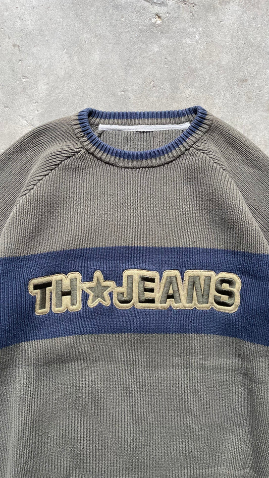 2000S TOMMY HILFIGER SWEATER OLIVE/NAVY - M