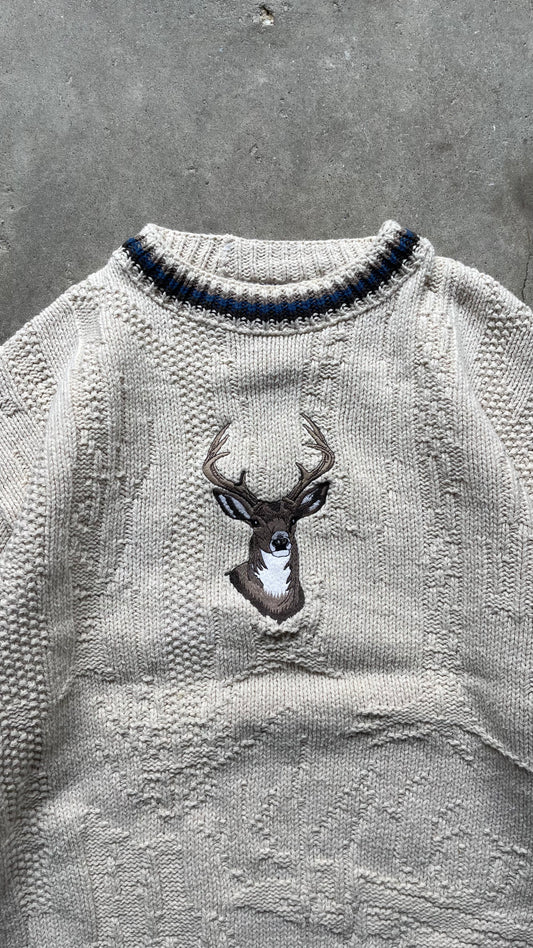 2000S DEER SWEATER CREAM - L