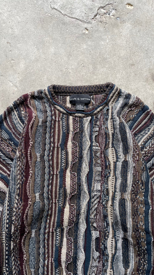 1990S 3D PATTERNED KNIT SWEATER BROWN - M