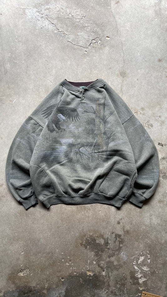 2000S FADED EAGLE SWEATSHIRT OLIVE - XL
