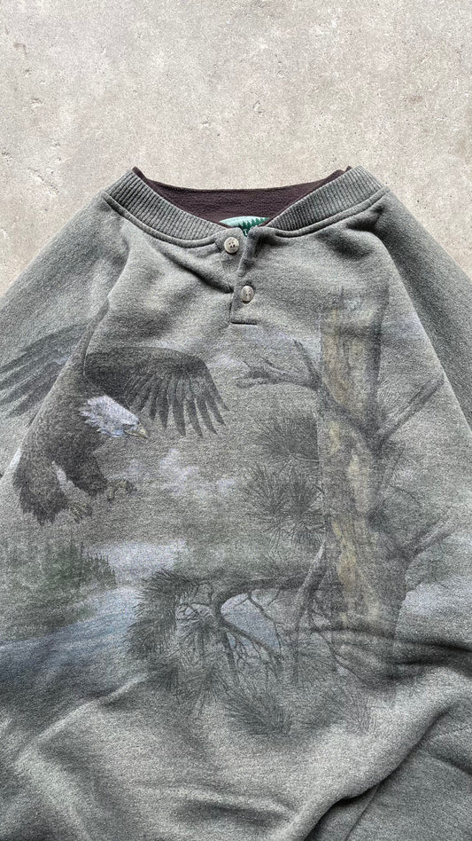 2000S FADED EAGLE SWEATSHIRT OLIVE - XL