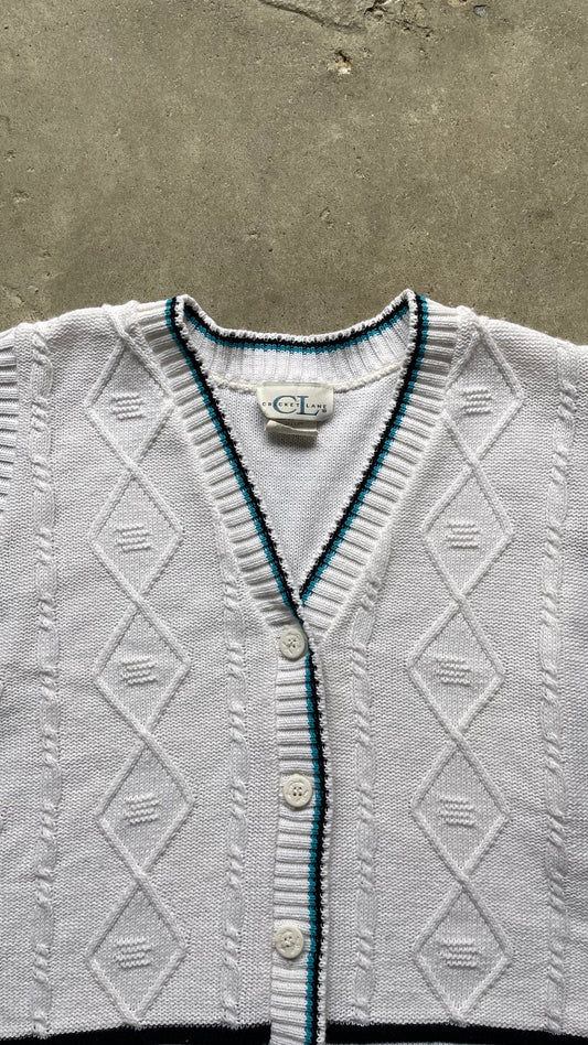 1990S CABLE KNIT VEST WHITE - M