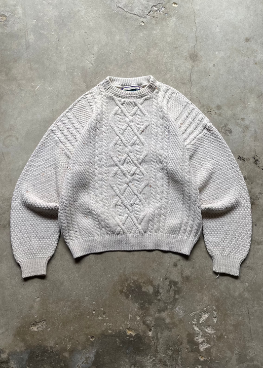 1990S CABLE KNIT SWEATER OAT - XL