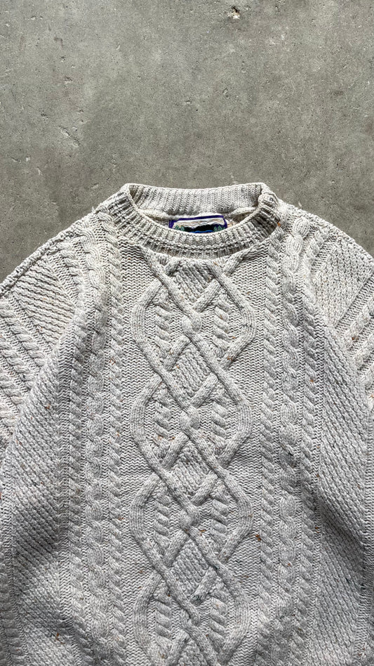 1990S CABLE KNIT SWEATER OAT - XL