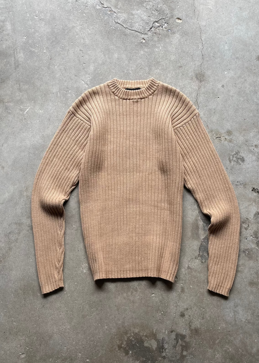 2000S RIBBED CREAM/BEIGE SWEATER