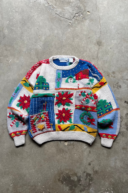 1990S CHRISTMAS HAND KNIT SWEATER - M
