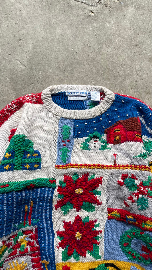 1990S CHRISTMAS HAND KNIT SWEATER - M