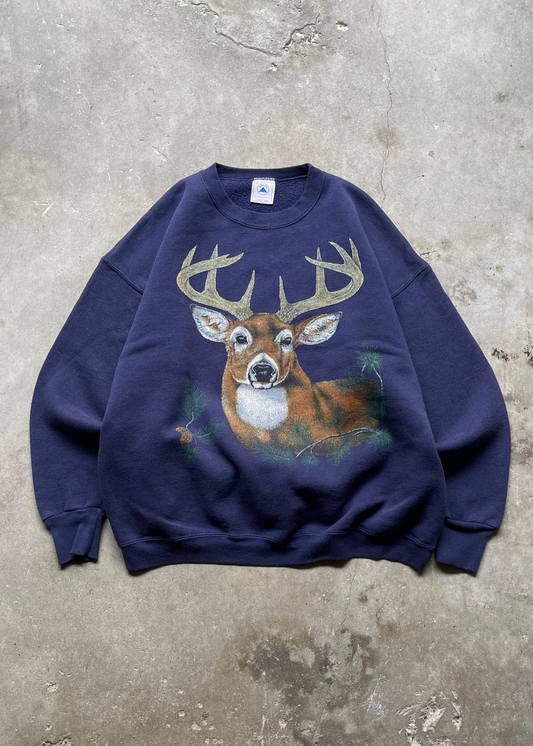 2000S DEER SWEATSHIRT NAVY - XXL
