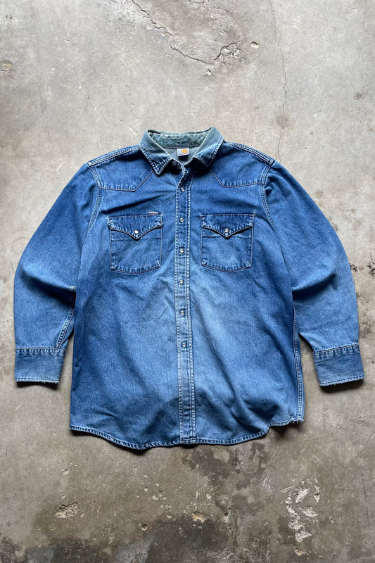1990S CARHARTT DENIM BUTTON UP - L