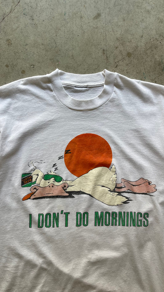 1990S "I DON'T DO MORNINGS" FUNNY TEE - L