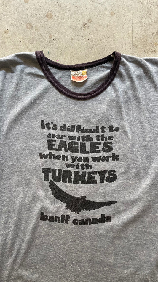 1990S "BANFF CANADA" VACATION RINGER TEE - M