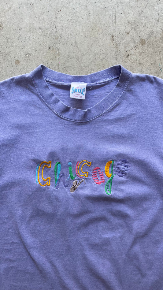 1990S "CHICAGO" VACATION PURPLE TEE
