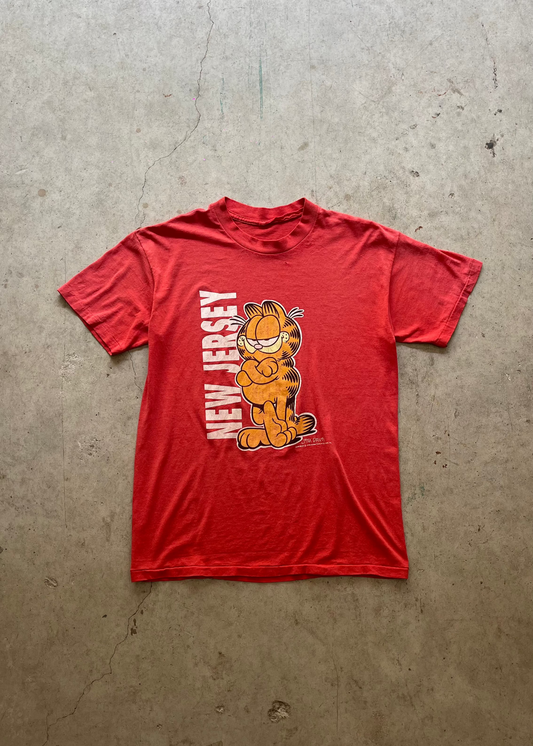 1980S "NEW JERSEY GARFIELD" RED TEE - L
