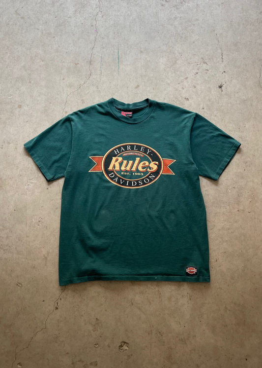 1990S HARLEY DAVIDSON GREEN TEE - XL