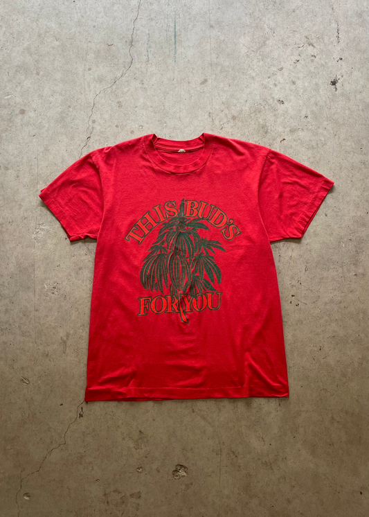 1980S "THIS BUDS FOR YOU" RED TEE - L