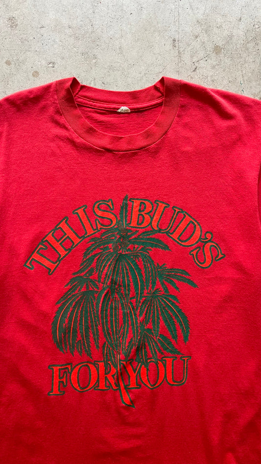 1980S "THIS BUDS FOR YOU" RED TEE - L