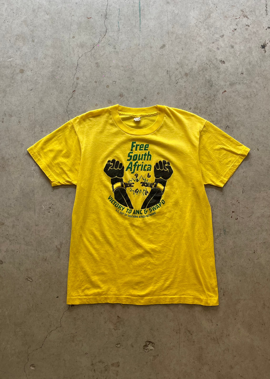 1990S "FREE SOUTH AFRICA" YELLOW TEE - L